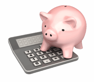 Piggy bank on calculator