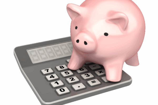 Piggy bank on calculator